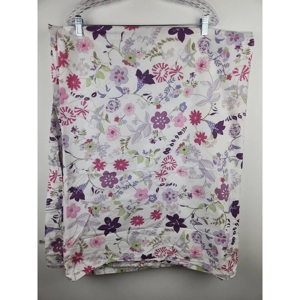 Pottery Barn Kids Garden Party Purple Twin Flat Sheet Paisley Floral Multicolor
